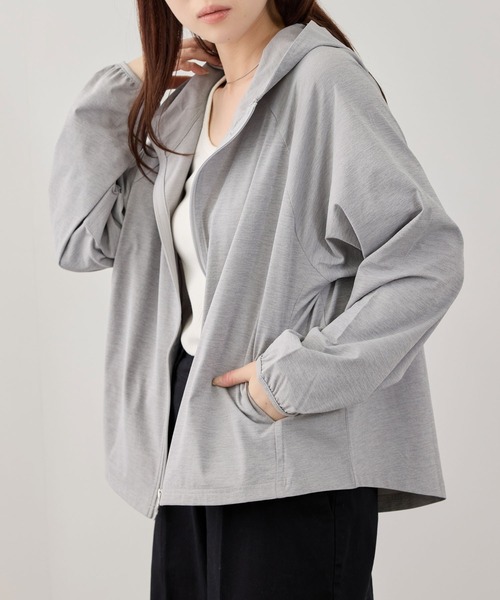 NAVY(ネイビー)の「【SARARI /サラリ】 天竺 UVカット ジップアップパーカー UVカット 吸水速乾(パーカー・レディース・グレー/ブラック/ブルーグリーン/ホワイト/ピンク・M/L/XL)」の4枚目の写真