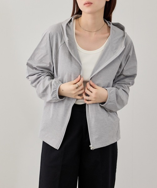 NAVY(ネイビー)の「【SARARI /サラリ】 天竺 UVカット ジップアップパーカー UVカット 吸水速乾(パーカー・レディース・グレー/ブラック/ブルーグリーン/ホワイト/ピンク・M/L/XL)」の9枚目の写真