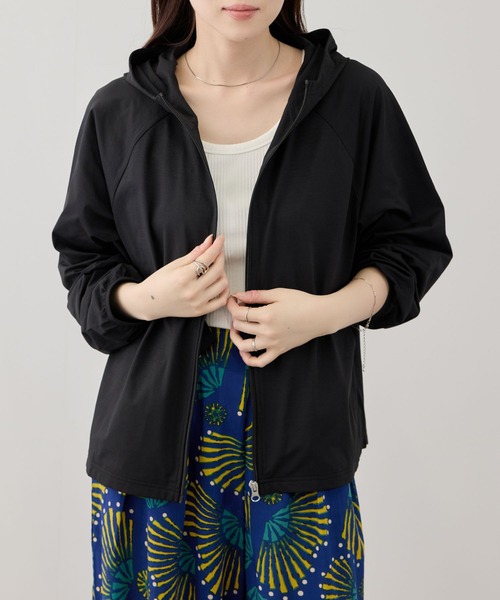 NAVY(ネイビー)の「【SARARI /サラリ】 天竺 UVカット ジップアップパーカー UVカット 吸水速乾(パーカー・レディース・グレー/ブラック/ブルーグリーン/ホワイト/ピンク・M/L/XL)」の12枚目の写真