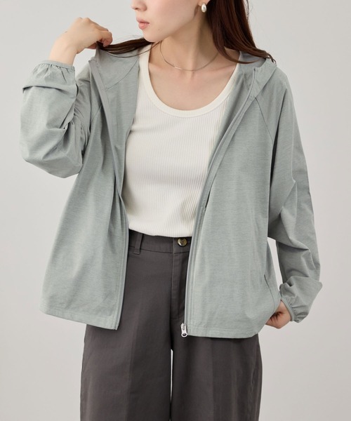 NAVY(ネイビー)の「【SARARI /サラリ】 天竺 UVカット ジップアップパーカー UVカット 吸水速乾(パーカー・レディース・グレー/ブラック/ブルーグリーン/ホワイト/ピンク・M/L/XL)」の15枚目の写真