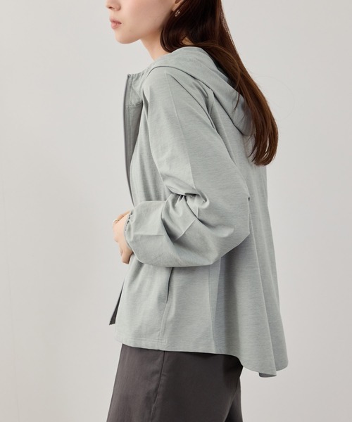 NAVY(ネイビー)の「【SARARI /サラリ】 天竺 UVカット ジップアップパーカー UVカット 吸水速乾(パーカー・レディース・グレー/ブラック/ブルーグリーン/ホワイト/ピンク・M/L/XL)」の16枚目の写真