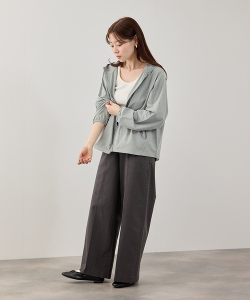 NAVY(ネイビー)の「【SARARI /サラリ】 天竺 UVカット ジップアップパーカー UVカット 吸水速乾(パーカー・レディース・グレー/ブラック/ブルーグリーン/ホワイト/ピンク・M/L/XL)」の18枚目の写真