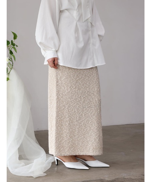 fifth（フィフス）の「ツイード風MIXスラブナロースカート（スカート・レディース・ベージュ/その他・M）」の2枚目の写真