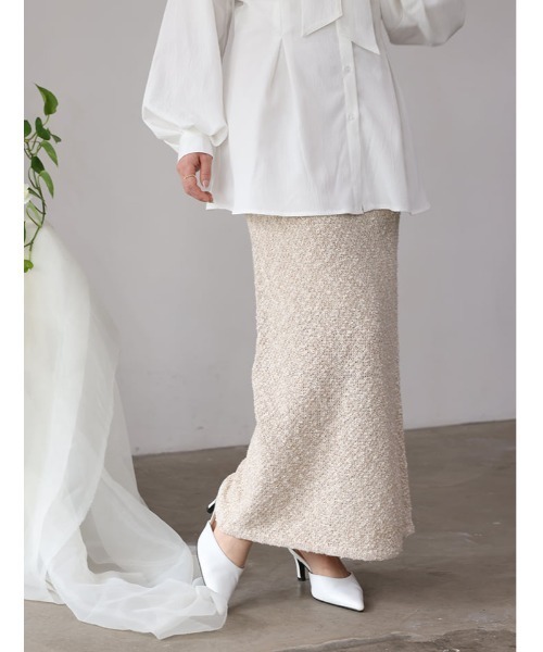 fifth（フィフス）の「ツイード風MIXスラブナロースカート（スカート・レディース・ベージュ/その他・M）」の8枚目の写真