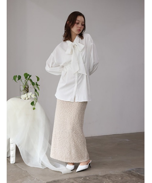 fifth（フィフス）の「ツイード風MIXスラブナロースカート（スカート・レディース・ベージュ/その他・M）」の4枚目の写真