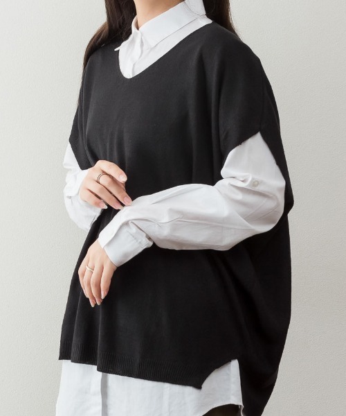 aity(アイティ)の「M-5L バルーンVネックベスト(ベスト・レディース・杢グレー/ブラック・4L~5L/LL~3L/M~L)」の4枚目の写真