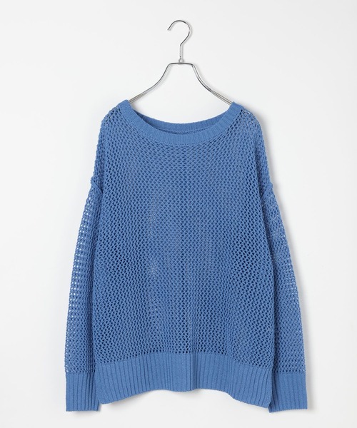 BAYFLOW（ベイフロー）の「[春まで活躍する]メッシュニットプルオーバー（ニット/セーター・レディース・ライトブルー/ライトベージュ・SMALL/MEDIUM）」の2枚目の写真