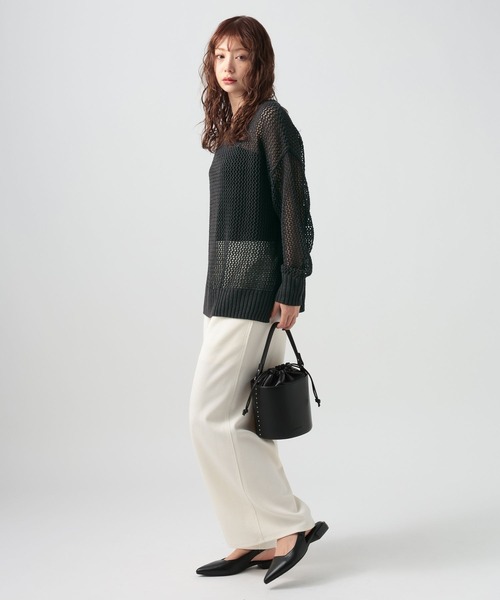 BAYFLOW（ベイフロー）の「[春まで活躍する]メッシュニットプルオーバー（ニット/セーター・レディース・ライトブルー/ライトベージュ・SMALL/MEDIUM）」の11枚目の写真