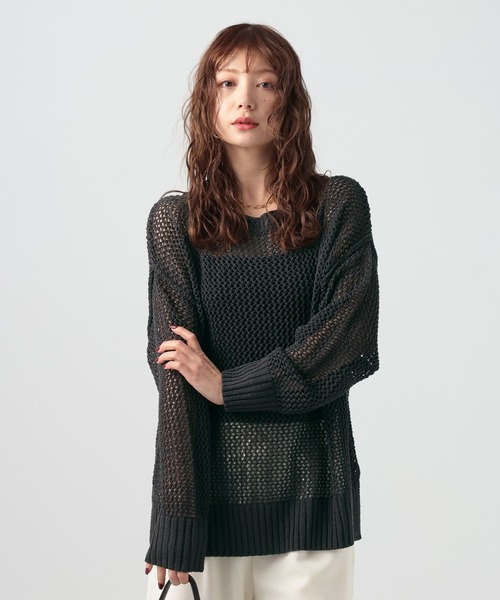 BAYFLOW（ベイフロー）の「[春まで活躍する]メッシュニットプルオーバー（ニット/セーター・レディース・ライトブルー/ライトベージュ・SMALL/MEDIUM）」の12枚目の写真