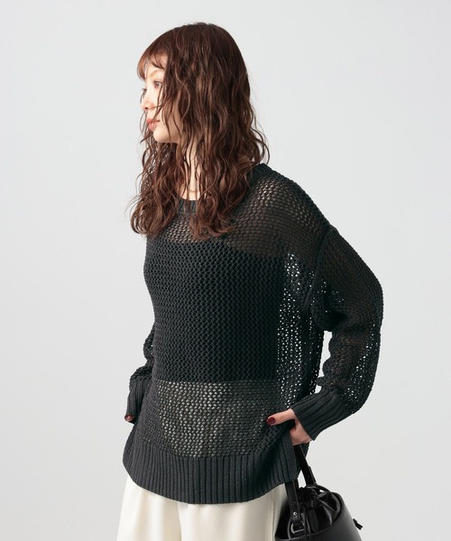 BAYFLOW（ベイフロー）の「[春まで活躍する]メッシュニットプルオーバー（ニット/セーター・レディース・ライトブルー/ライトベージュ・SMALL/MEDIUM）」の13枚目の写真