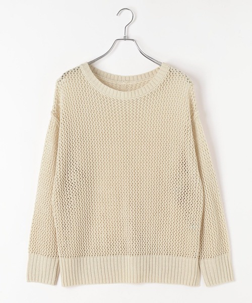 BAYFLOW（ベイフロー）の「[春まで活躍する]メッシュニットプルオーバー（ニット/セーター・レディース・ライトブルー/ライトベージュ・SMALL/MEDIUM）」の15枚目の写真