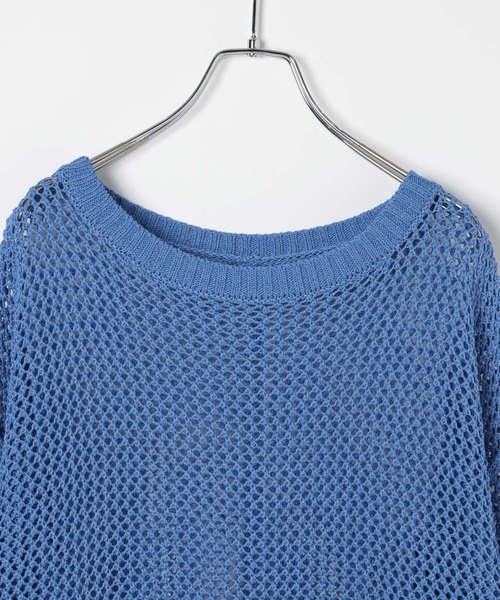 BAYFLOW（ベイフロー）の「[春まで活躍する]メッシュニットプルオーバー（ニット/セーター・レディース・ライトブルー/ライトベージュ・SMALL/MEDIUM）」の17枚目の写真