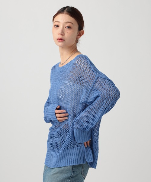 BAYFLOW（ベイフロー）の「[春まで活躍する]メッシュニットプルオーバー（ニット/セーター・レディース・ライトブルー/ライトベージュ/チャコール・SMALL/MEDIUM）」の5枚目の写真