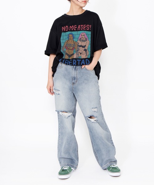 PUNYUS(プニュズ)の「ダメージレギュラーデニムパンツ(デニムパンツ・レディース・ブルー系その他/ブラック・5/4/3/2/1)」の9枚目の写真