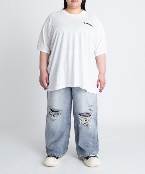 PUNYUS（プニュズ）の「ダメージレギュラーデニムパンツ（デニムパンツ・レディース・ブルー系その他/ブラック・5/4/3/2/1）」の9枚目の写真