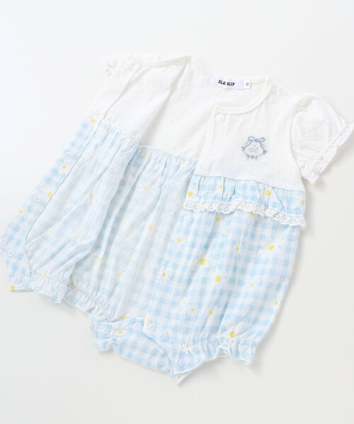 SLAP SLIP BABY(スラップスリップベビー)の「【お揃い】ウエスト切り替えフリルカバーオールベビー(60~80cm)(ロンパース・キッズ・ブルー系その他/イエロー系その他・70cm/60cm/80cm)」の4枚目の写真