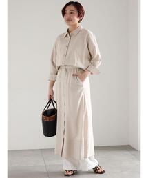 Te chichi | レーヨンリネン共ベルトシャツワンピース(ワンピース)