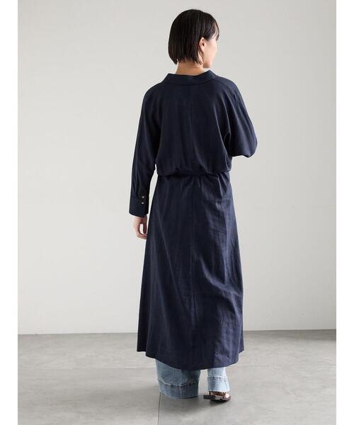 Te chichi(テチチ)の「レーヨンリネン共ベルトシャツワンピース(ワンピース・レディース・ベージュ/ネイビー/グリーン・F)」の7枚目の写真