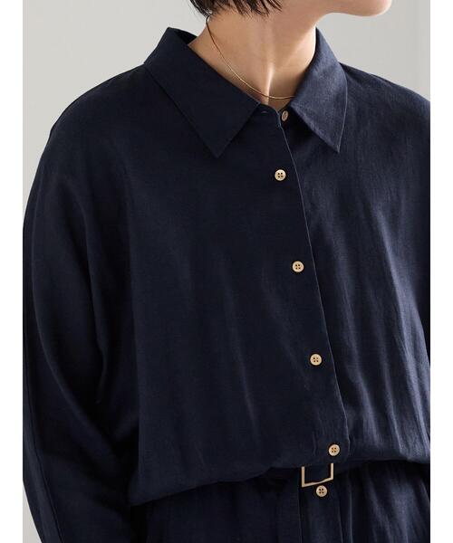 Te chichi(テチチ)の「レーヨンリネン共ベルトシャツワンピース(ワンピース・レディース・ベージュ/ネイビー/グリーン・F)」の9枚目の写真