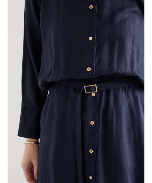 Te chichi(テチチ)の「レーヨンリネン共ベルトシャツワンピース(ワンピース・レディース・ベージュ/ネイビー/グリーン・F)」の10枚目の写真
