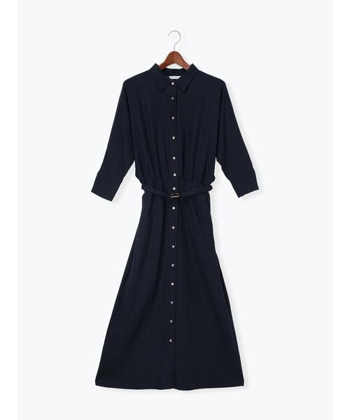 Te chichi(テチチ)の「レーヨンリネン共ベルトシャツワンピース(ワンピース・レディース・ベージュ/ネイビー/グリーン・F)」の14枚目の写真