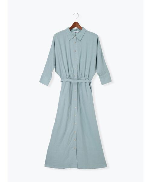 Te chichi(テチチ)の「レーヨンリネン共ベルトシャツワンピース(ワンピース・レディース・ベージュ/ネイビー/グリーン・F)」の15枚目の写真