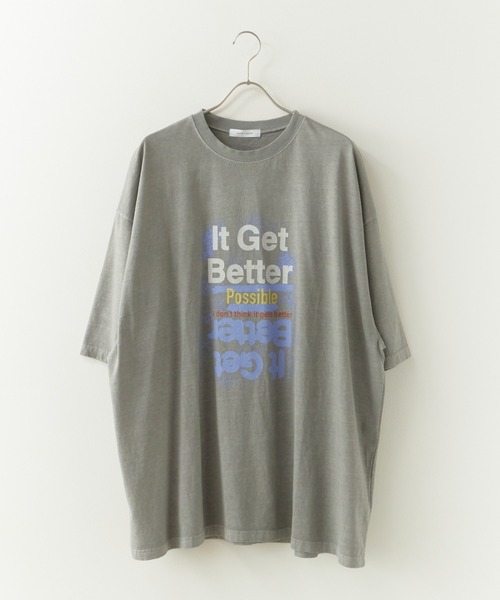Chick(チック)の「Printed Crew-Neck Oversized T-Shirt / プリントデザイン クルーネックビッグTシャツ 2026年 夏 夏服(Tシャツ/カットソー・レディース・ベージュ/グレー・FREE)」の8枚目の写真