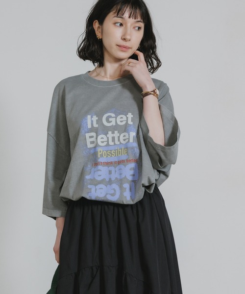 Chick(チック)の「Printed Crew-Neck Oversized T-Shirt / プリントデザイン クルーネックビッグTシャツ 2026年 夏 夏服(Tシャツ/カットソー・レディース・ベージュ/グレー・FREE)」の9枚目の写真