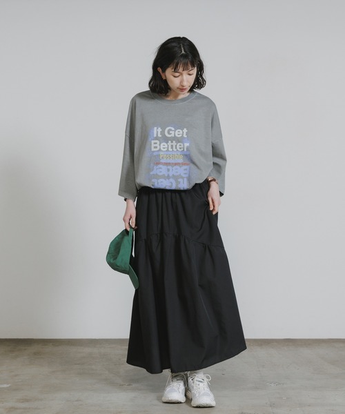 Chick(チック)の「Printed Crew-Neck Oversized T-Shirt / プリントデザイン クルーネックビッグTシャツ 2026年 夏 夏服(Tシャツ/カットソー・レディース・ベージュ/グレー・FREE)」の11枚目の写真