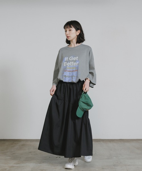 Chick(チック)の「Printed Crew-Neck Oversized T-Shirt / プリントデザイン クルーネックビッグTシャツ 2026年 夏 夏服(Tシャツ/カットソー・レディース・ベージュ/グレー・FREE)」の17枚目の写真