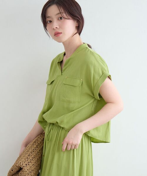 le.coeur blanc(ルクールブラン)の「リネンライクフロントポケットワンピース(ワンピース・レディース・アイボリー/ライトグリーン/チャコールグレー/モカ・38)」の12枚目の写真