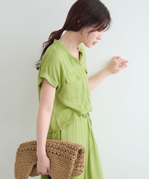 le.coeur blanc(ルクールブラン)の「リネンライクフロントポケットワンピース(ワンピース・レディース・アイボリー/ライトグリーン/チャコールグレー/モカ・38)」の14枚目の写真