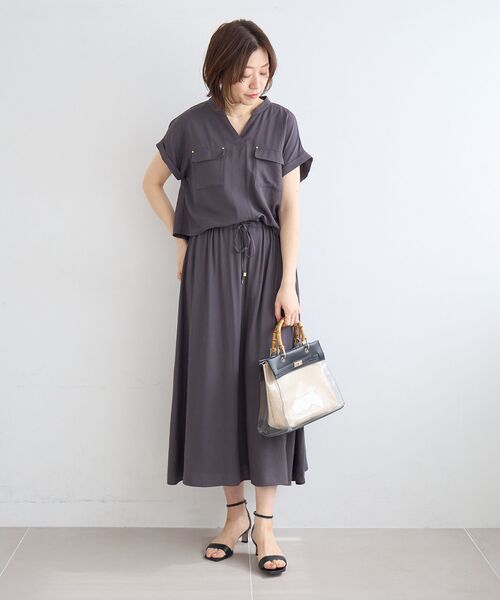 le.coeur blanc(ルクールブラン)の「リネンライクフロントポケットワンピース(ワンピース・レディース・アイボリー/ライトグリーン/チャコールグレー/モカ・38)」の20枚目の写真