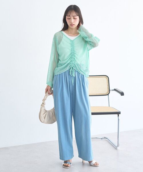 earth music&ecology(アースミュージックアンドエコロジー)の「フロントドロストシアープルオーバー(Tシャツ/カットソー・レディース・ピンク/オフホワイト/ブラウン/ライトグリーン・FREE)」の9枚目の写真