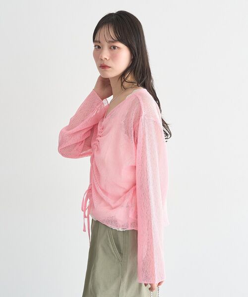earth music&ecology(アースミュージックアンドエコロジー)の「フロントドロストシアープルオーバー(Tシャツ/カットソー・レディース・ピンク/オフホワイト/ブラウン/ライトグリーン・FREE)」の13枚目の写真