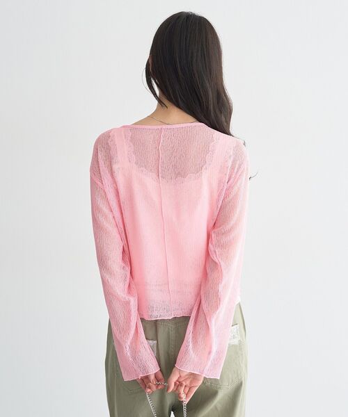 earth music&ecology(アースミュージックアンドエコロジー)の「フロントドロストシアープルオーバー(Tシャツ/カットソー・レディース・ピンク/オフホワイト/ブラウン/ライトグリーン・FREE)」の14枚目の写真