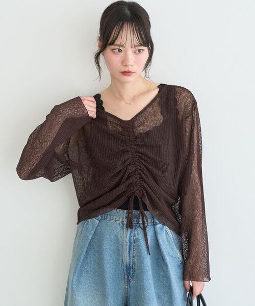 earth music&ecology(アースミュージックアンドエコロジー)の「フロントドロストシアープルオーバー(Tシャツ/カットソー・レディース・ピンク/オフホワイト/ブラウン/ライトグリーン・FREE)」の18枚目の写真