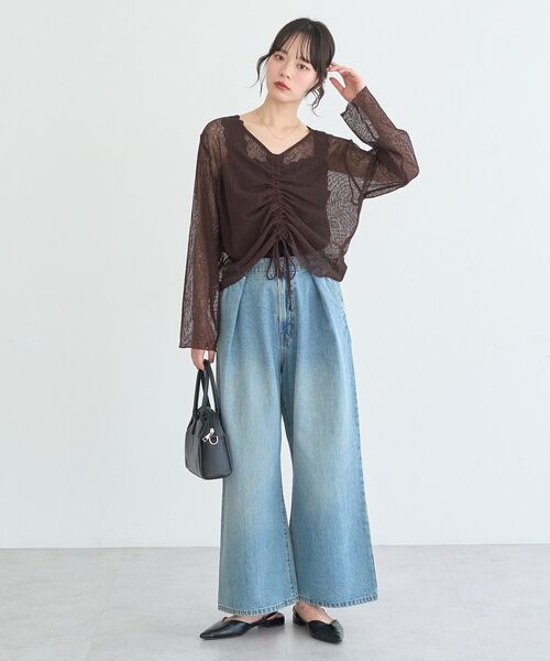 earth music&ecology(アースミュージックアンドエコロジー)の「フロントドロストシアープルオーバー(Tシャツ/カットソー・レディース・ピンク/オフホワイト/ブラウン/ライトグリーン・FREE)」の19枚目の写真