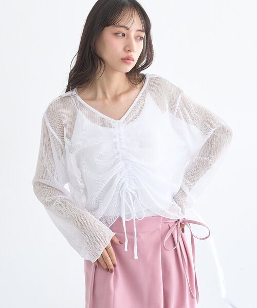 earth music&ecology(アースミュージックアンドエコロジー)の「フロントドロストシアープルオーバー(Tシャツ/カットソー・レディース・ピンク/オフホワイト/ブラウン/ライトグリーン・FREE)」の1枚目の写真