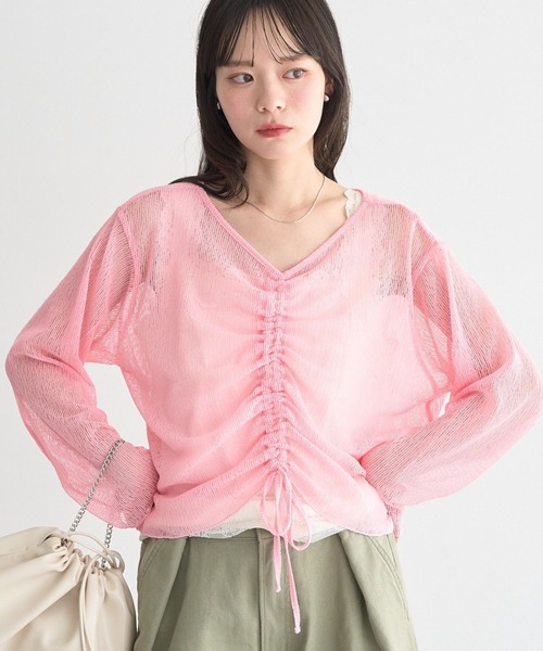 earth music&ecology(アースミュージックアンドエコロジー)の「フロントドロストシアープルオーバー(Tシャツ/カットソー・レディース・ピンク/オフホワイト/ブラウン/ライトグリーン・FREE)」の4枚目の写真