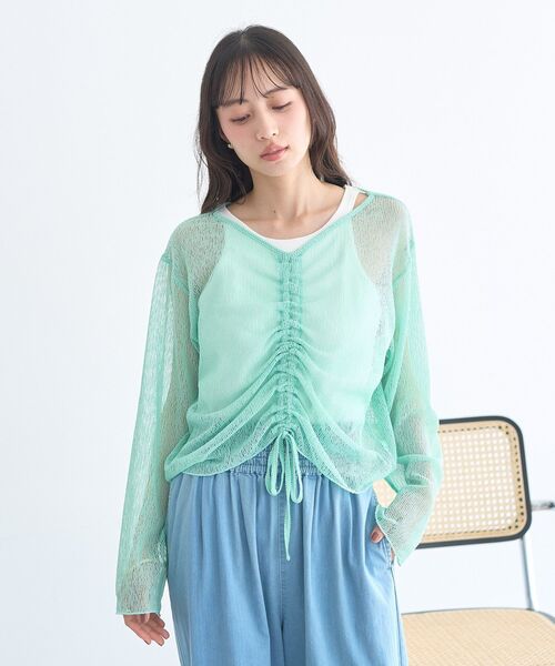 earth music&ecology(アースミュージックアンドエコロジー)の「フロントドロストシアープルオーバー(Tシャツ/カットソー・レディース・ピンク/オフホワイト/ブラウン/ライトグリーン・FREE)」の3枚目の写真