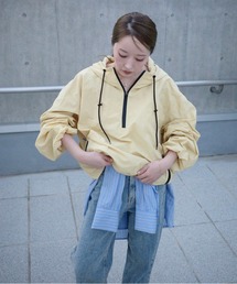 bicolor half zip hooded blouson /バイカラーハーフジップフード付きアノラックブルゾン
