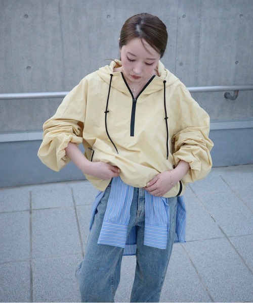 LAULEN(ローレン)の「bicolor half zip hooded blouson /バイカラーハーフジップフード付きアノラックブルゾン(ブルゾン・レディース・ホワイト/イエロー・FREE)」の2枚目の写真