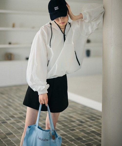 LAULEN(ローレン)の「bicolor half zip hooded blouson /バイカラーハーフジップフード付きアノラックブルゾン(ブルゾン・レディース・ホワイト/イエロー・FREE)」の3枚目の写真