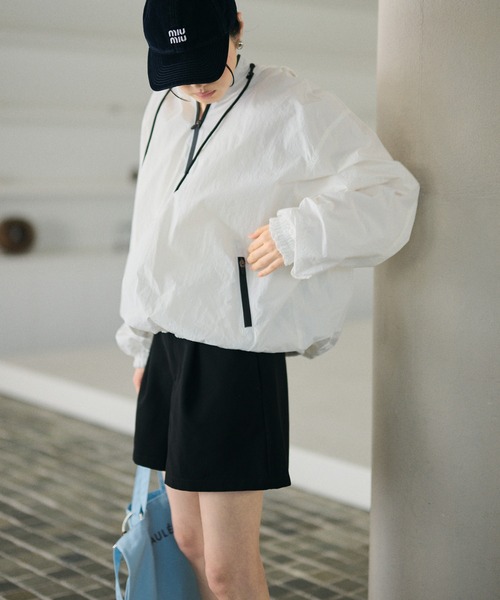 LAULEN(ローレン)の「bicolor half zip hooded blouson /バイカラーハーフジップフード付きアノラックブルゾン(ブルゾン・レディース・ホワイト/イエロー・FREE)」の5枚目の写真