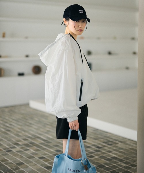 LAULEN(ローレン)の「bicolor half zip hooded blouson /バイカラーハーフジップフード付きアノラックブルゾン(ブルゾン・レディース・ホワイト/イエロー・FREE)」の8枚目の写真