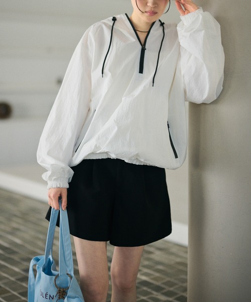 LAULEN(ローレン)の「bicolor half zip hooded blouson /バイカラーハーフジップフード付きアノラックブルゾン(ブルゾン・レディース・ホワイト/イエロー・FREE)」の9枚目の写真