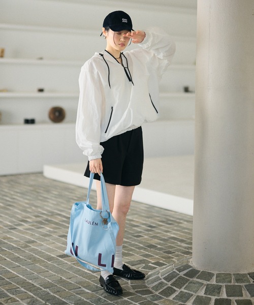 LAULEN(ローレン)の「bicolor half zip hooded blouson /バイカラーハーフジップフード付きアノラックブルゾン(ブルゾン・レディース・ホワイト/イエロー・FREE)」の10枚目の写真