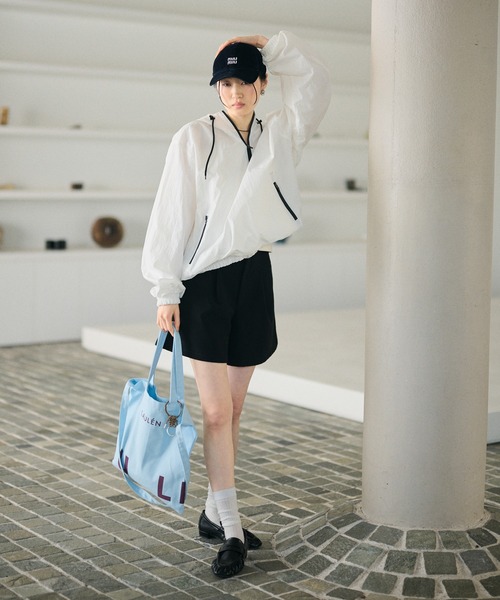 LAULEN(ローレン)の「bicolor half zip hooded blouson /バイカラーハーフジップフード付きアノラックブルゾン(ブルゾン・レディース・ホワイト/イエロー・FREE)」の13枚目の写真