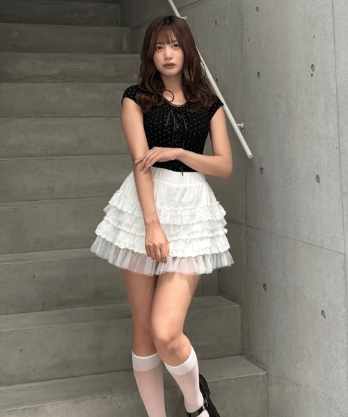 Lae（レイ）の「フリルチュールスカート（スカート・レディース・ホワイト・SMALL）」の2枚目の写真